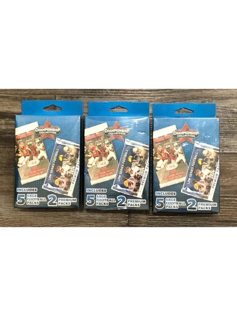 7 Pack Championship Collection Sage Football Hanger Boxes LOT of 3